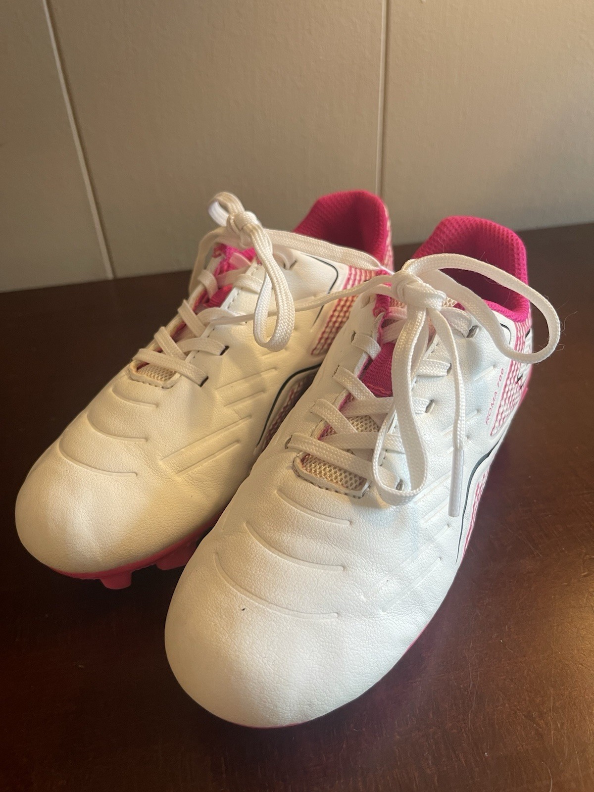 Lotto tacchetti calcio bambini ragazze Roma 700 US 13K rosa bianco