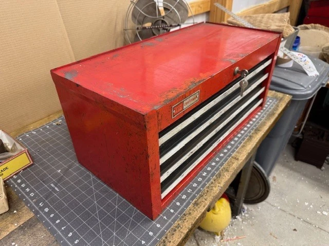 Caja de herramientas intermedia vintage Sears Craftsman 4 cajones caja de herramientas con llaves Foto 3 de 4