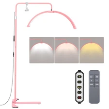 Pink LED Floor Lamp Eyelash Extension Half Moon Light Esthetician Tattoo Beauty