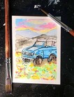 ACEO Original of a Bronco With Landscape Watercolor 2.5x3.5 — photo 1