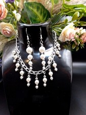 Pearl Type Earrings and Bracelet Handmade by Myself Beautiful Unique Gift Idea