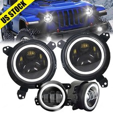 Combo Halo Led Headlights Fog Lights For Jeep Wrangler Jl 2018 Gladiator Jt