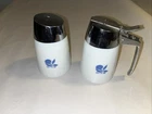 Vintage Milk Glass Sugar Syrup Dispenser Pair Santa Barbara Corn Flower Style