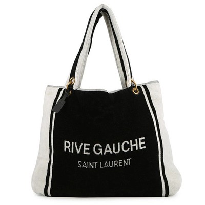 Saint Laurent Paris Tote Bag RIVE GAUCHE Towel Black White