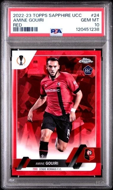 2022-23 TOPPS CHROME SAPPHIRE EDITION UCC #24 AMINE GOUIRI /5 PSA 10 RC ROOKIE