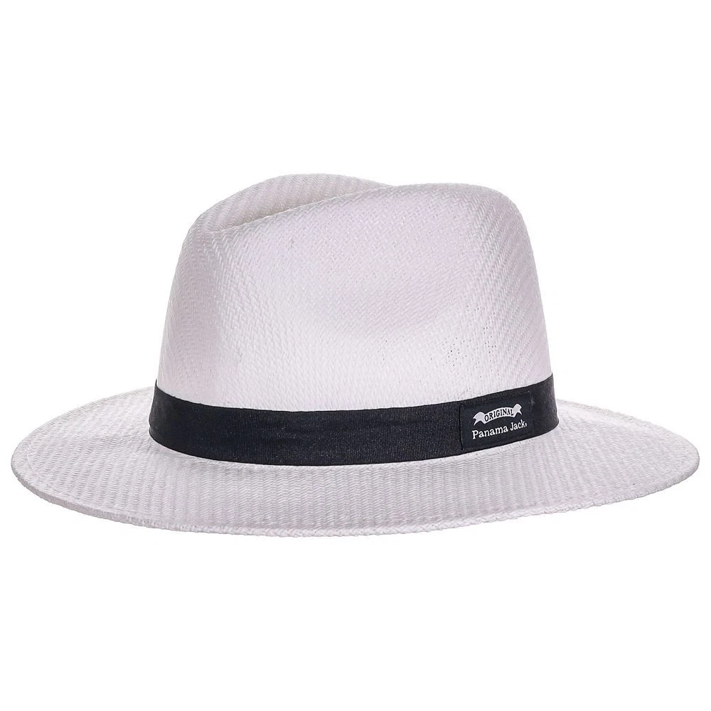PANAMA JACK New White Men Safari Hat * L * Toyo Straw Sun Shady Beach Golf Sport