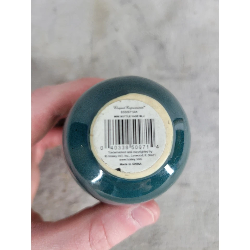 Elegant Expressions mini vaso garrafa cerâmica azul decorativo mesa acento - Imagem 4 de 4