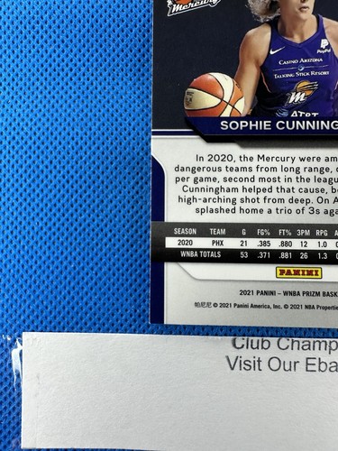 2021 #82 Sophie Cunningham WNBA Panini Prizm Basketball Base Card Mercury - Picture 8 of 13