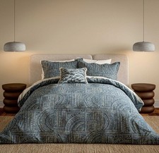 Image of HARLEQUIN FRESCOES Duvet Cover Set c/w Pillowcase In Sapphire - 100% Cotton