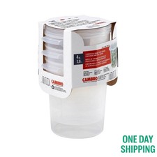 Cambro 4 Qt Round Food Storage Containers w/ Lids 3-Pack BPA-Free