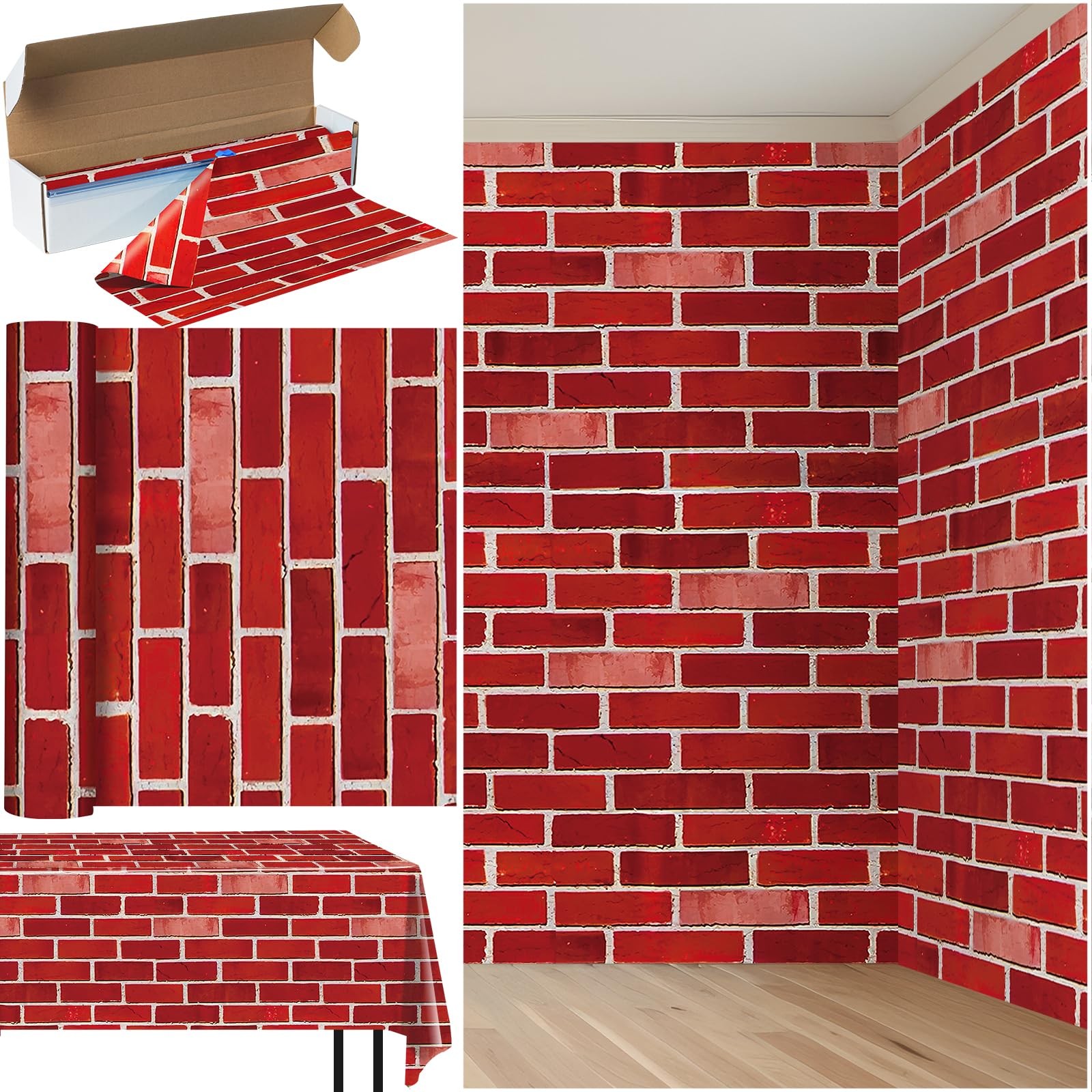 100Feet X 54 Inch Roll Red Brick Tablecloth,Brick Wall Backd