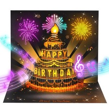 Musical Birthday Cards, 3D Pop up Card with Music and Light, Card with Interacti
