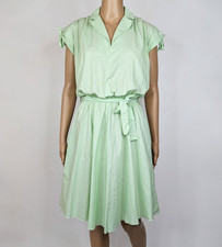 Vintage Women Apple Green Checked Grid Summer Sun dress Size Picnic Size 8 10 12