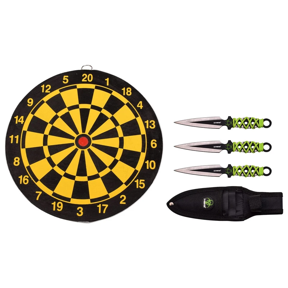 Juego de cuchillos de lanzamiento Z Hunter y tablero objetivo - Juego de 3 cuchillos, negro/satinado S... Foto 2 de 4