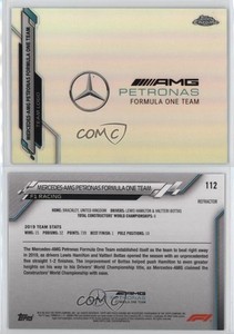 2020 Topps Chrome Formula 1 Team Logos Refractor Mercedes-AMG Petronas One #112