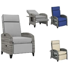 Outsunny Outdoor Recliner Chair with Adjustable Backrest, Cushion