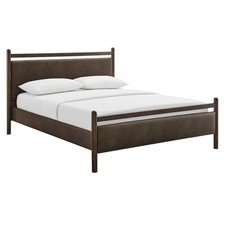 Ginny King Size Vegan Leather Platform Bed Fr...
