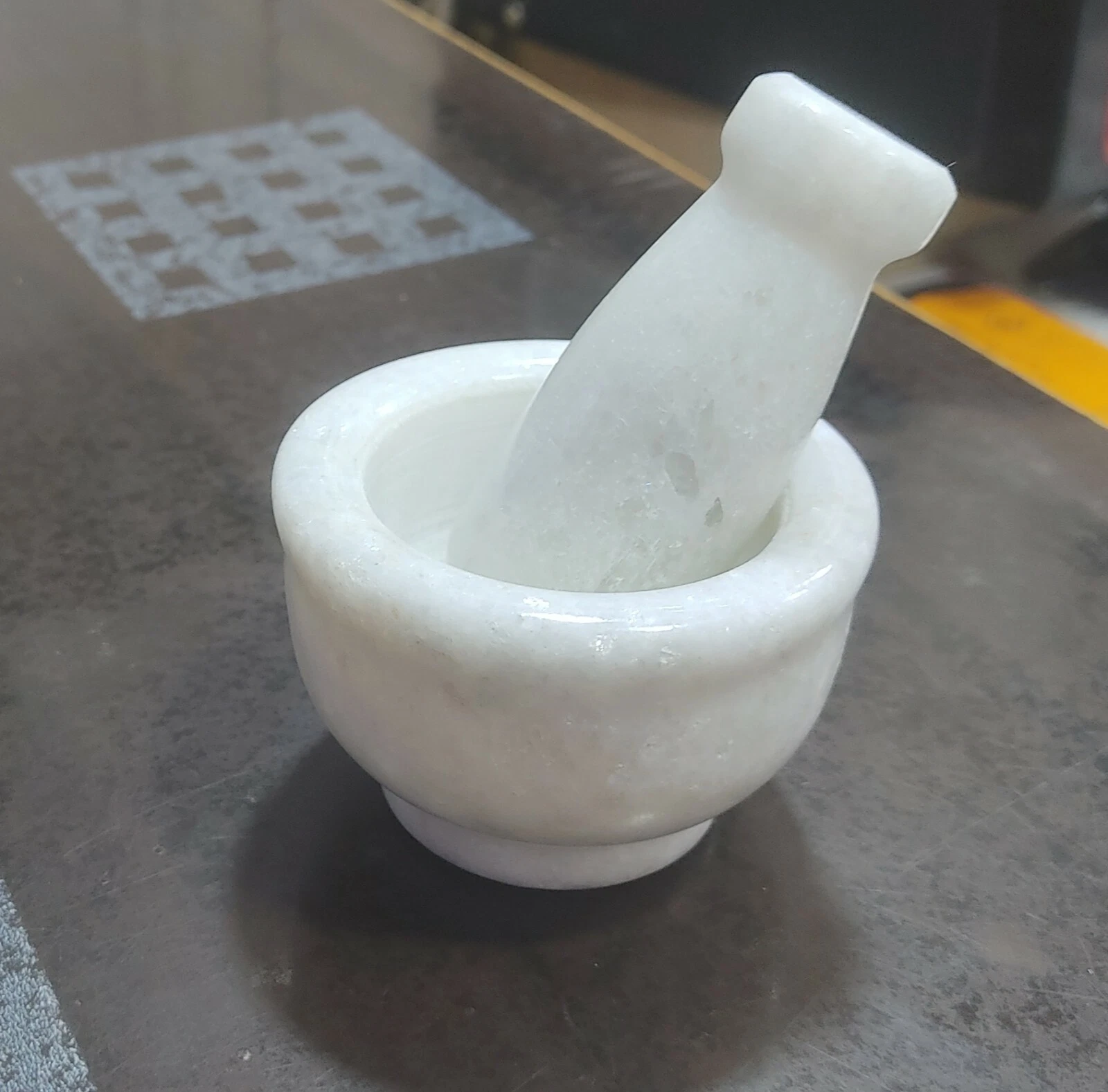 Marble Mortar And Pestle White Stone Pestal Set To Grind Food Made In India