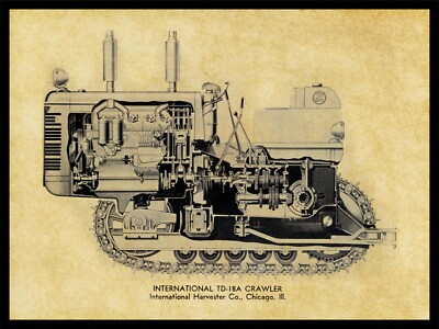 International Harvester Tractors NEW Metal Sign: TD-18A Schematic Cutaway View