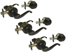Set of 3 Entry Door Lock sets, Dark Oil Rubbed Bronze. All Locks Keyed Alike