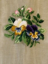 Vintage Paragon PANSY and ROSE Preworked Needlepoint Canvas Canary Islands