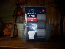 GEORGE MENS VALUE 6 PACK CREW T SHIRTS SIZE SMALL 34-36 DARK AND LIGHT GRAY BLAC