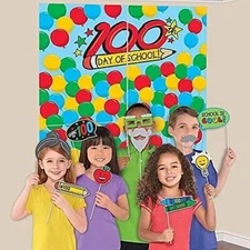 100th Day of School 100 Days Kids Party Decoration Scene Setters w/Photo Props