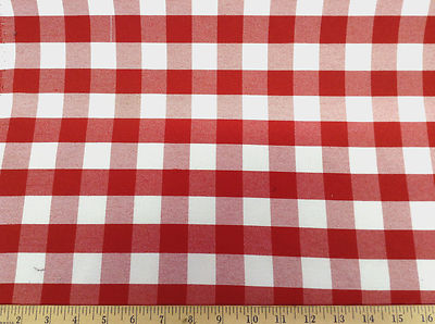Discount Fabric Upholstery Drapery Twill Red and White Check DR19