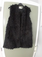 Black Shaggy Pile Faux Fur Gilet S/M