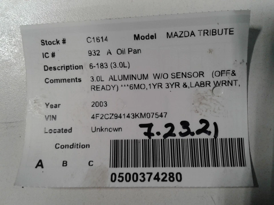 Used Engine Oil Pan fits: 2003  Mazda tribute 6-155 2.5 Grade A - Imagem 4 de 4