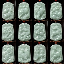 Burmese Jade Chinese Zodiac Pendant Green Natural Necklace Jadeite Jewelry A623