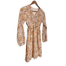 Pink Lily Short Dress Long Bell Sleeves Babydoll Floral Bloomchic Cottage