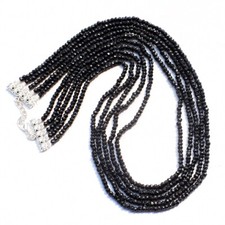 Sparkling 339 Cts Black Spinel Amazing Cut 5 Strand Beaded Necklace AK 03 E496