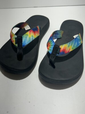 Chaco Chillos Flip Flop Sandals Tie Dye Rainbow Unisex Men display picture 2