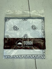 Tough Bandana White Black Paisley Print Unisex Size Large 21x21