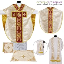 METALLIC GOLD Chasuble St. Philip Neri Style Vestment & Mass Set, IHS Embroidery