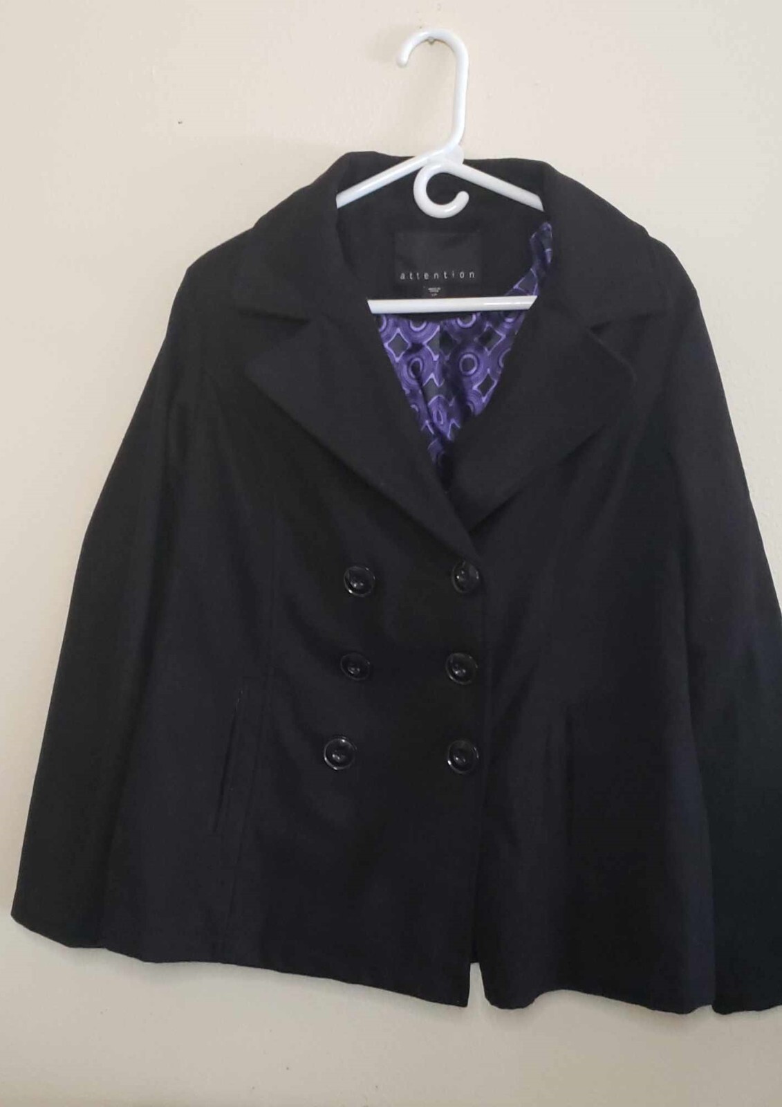 Black Button-Up Lined Jacket - Size Large - image 4