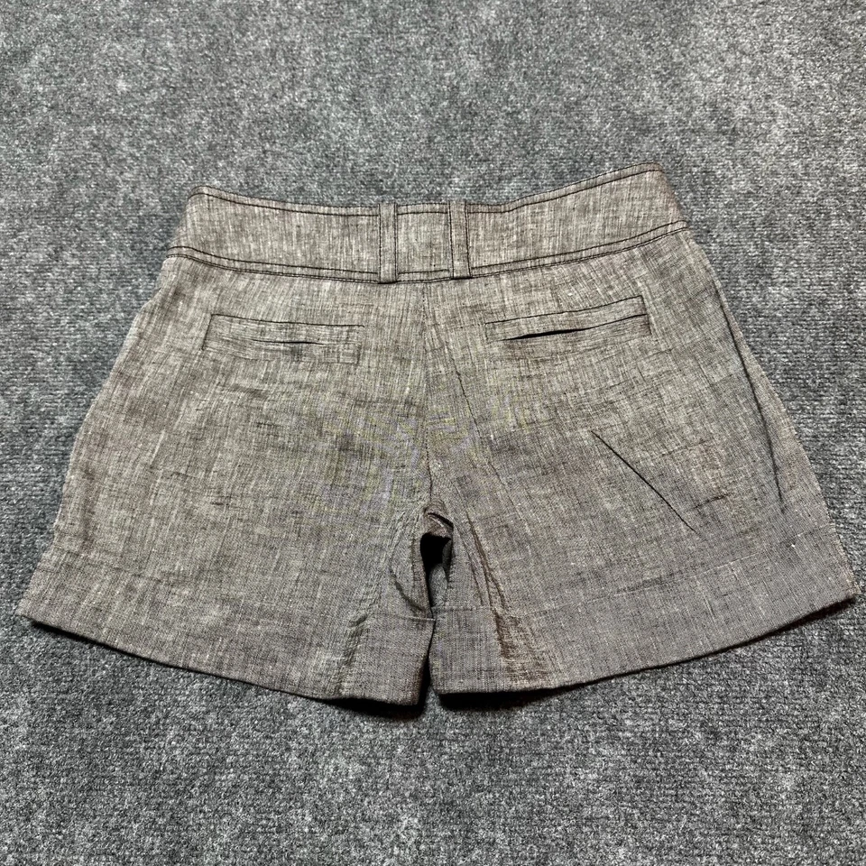 Шорты женские Bebe 4 коричневые льняная смесь китайская средняя посадка косые карманы повседневные - Изображение 2 из 4