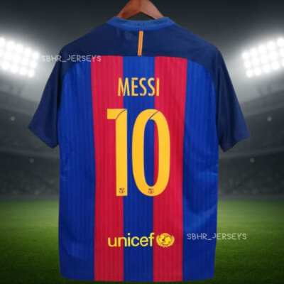 Messi #10 Barcelona 2016-2017 Champions League Home Short Sleeve