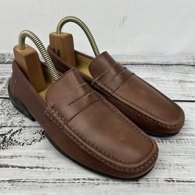 Bruno Magli slip-on Driving Penny Loafers Moc Toe Men s 7.5 Brown Leather Italy