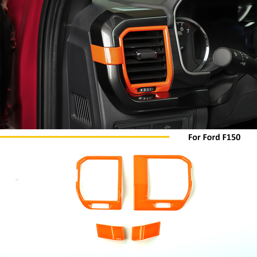 4xCenter Console Side Air Vent Cover Trim Accessories For Ford F150 2021+ Orange