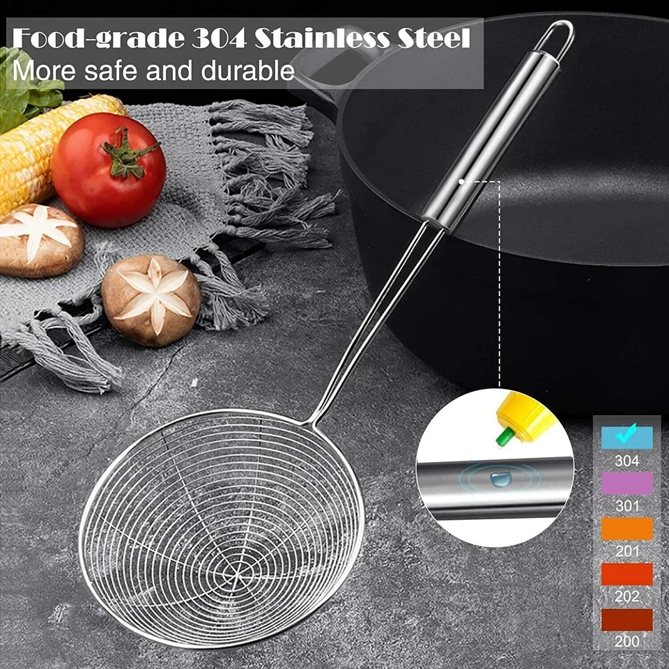 Skimmer, Oil Strainer, Stainless Steel, Ladle, Wire Skimmer Spoon, Spider Mesh - Image 4 of 4