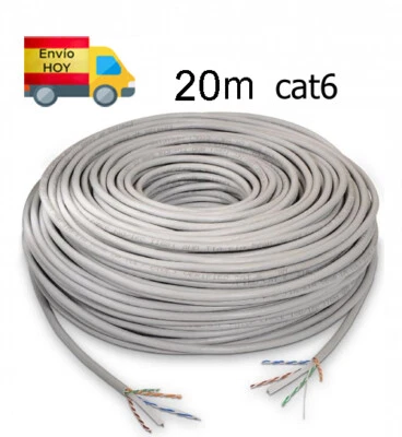 cat6 20m Red Cable Bobina Ethernet 20 metros RJ45 Gigabit 1000 mbps