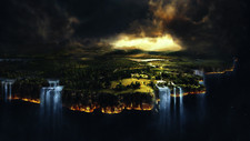 Landscape river space sun trees fantasy Custom Gaming Mat Desk