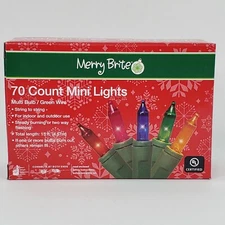 Merry Brite 70 Mini Lights Christmas Tree Multi Color Green Wire Patio Weddings