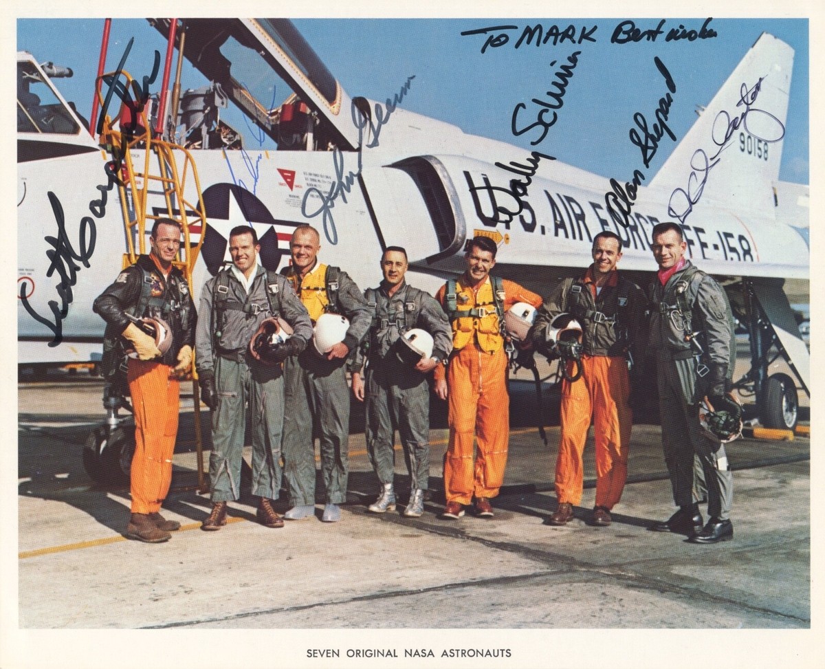 MERCURY SEVEN 7 Signed Autographed ALAN SHEPARD DEKE SLAYTON JOHN