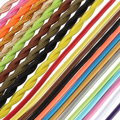 Italienisches farbiges geflochtenes Licht Flex 2/3 adriges Kabel Vintage Retro Stoffkabel