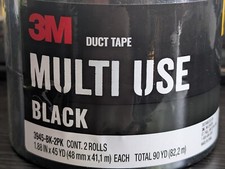 3M Tough Multi-Use Rubberized Black Duct Tape, 1.88-in x 45 Yards, 2 Pack