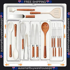 Larger cutlery drawer organiser expandable utensil tray kitchen flatware storage