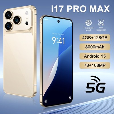 Gold - I17 Pro Max 5G Smartphone 7.3'' Android 15 4GB+128GB Cellphone Dual SIM